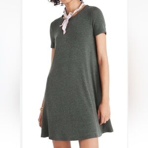 Madewell Ribbed Swingy T Shirt Dress Green Size XL